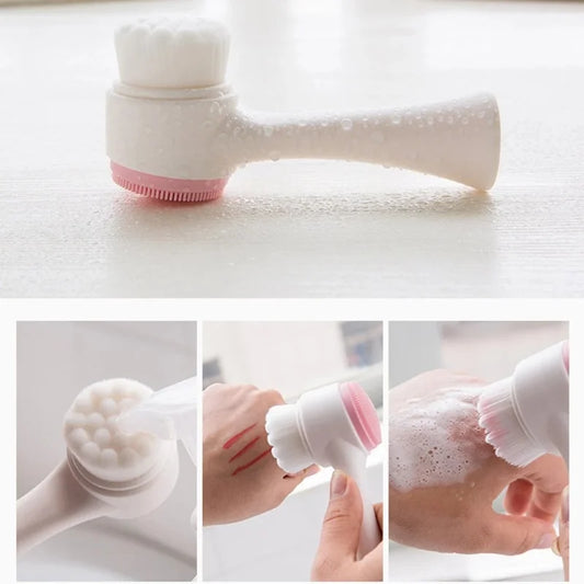 3D Double-Sided Silicone Facial Cleansing Brush – Manual Exfoliating Face Wash Tool