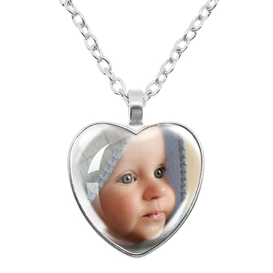 "Custom Heart Pendant Necklace – Personalized Photo Glass Jewelry Gift"
