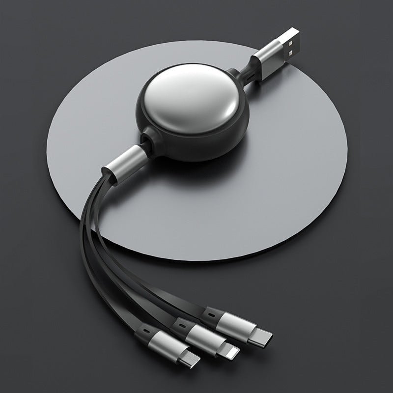 3-in-1 Retractable USB Charging Cable โ Micro USB, Type-C & Lightning (1.2m)