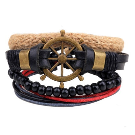 Vintage Leather Wrap Bracelet – Adjustable Punk Style for Men & Women
