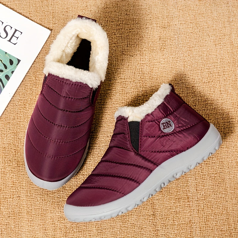 Women’s Cozy Snow Boots – Flat Heel, Short Plush Ankle Style