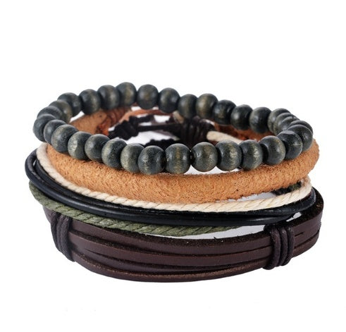 Vintage Leather Wrap Bracelet – Adjustable Punk Style for Men & Women