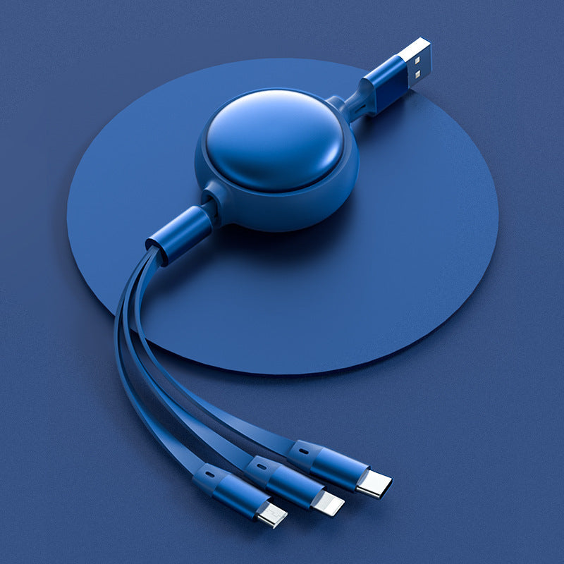 3-in-1 Retractable USB Charging Cable – Micro USB, Type-C & Lightning (1.2m)