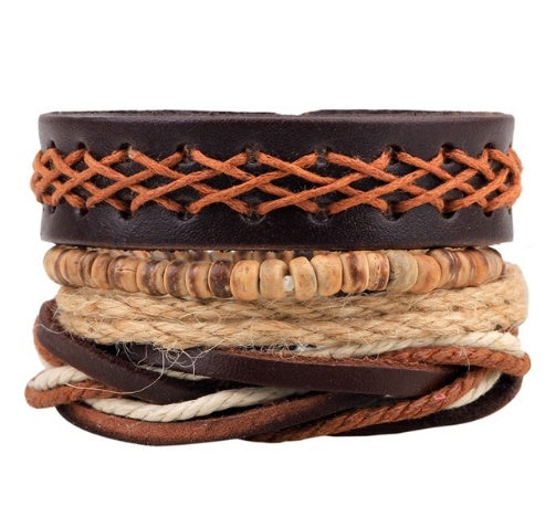 Vintage Leather Wrap Bracelet – Adjustable Punk Style for Men & Women