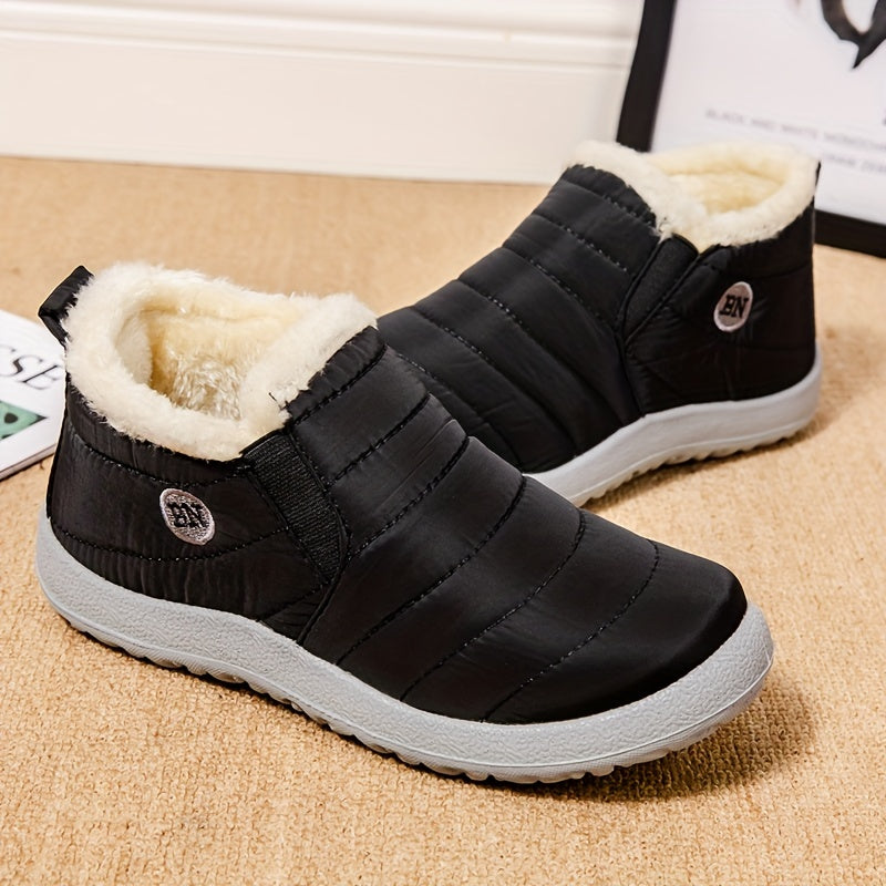 Women’s Cozy Snow Boots – Flat Heel, Short Plush Ankle Style