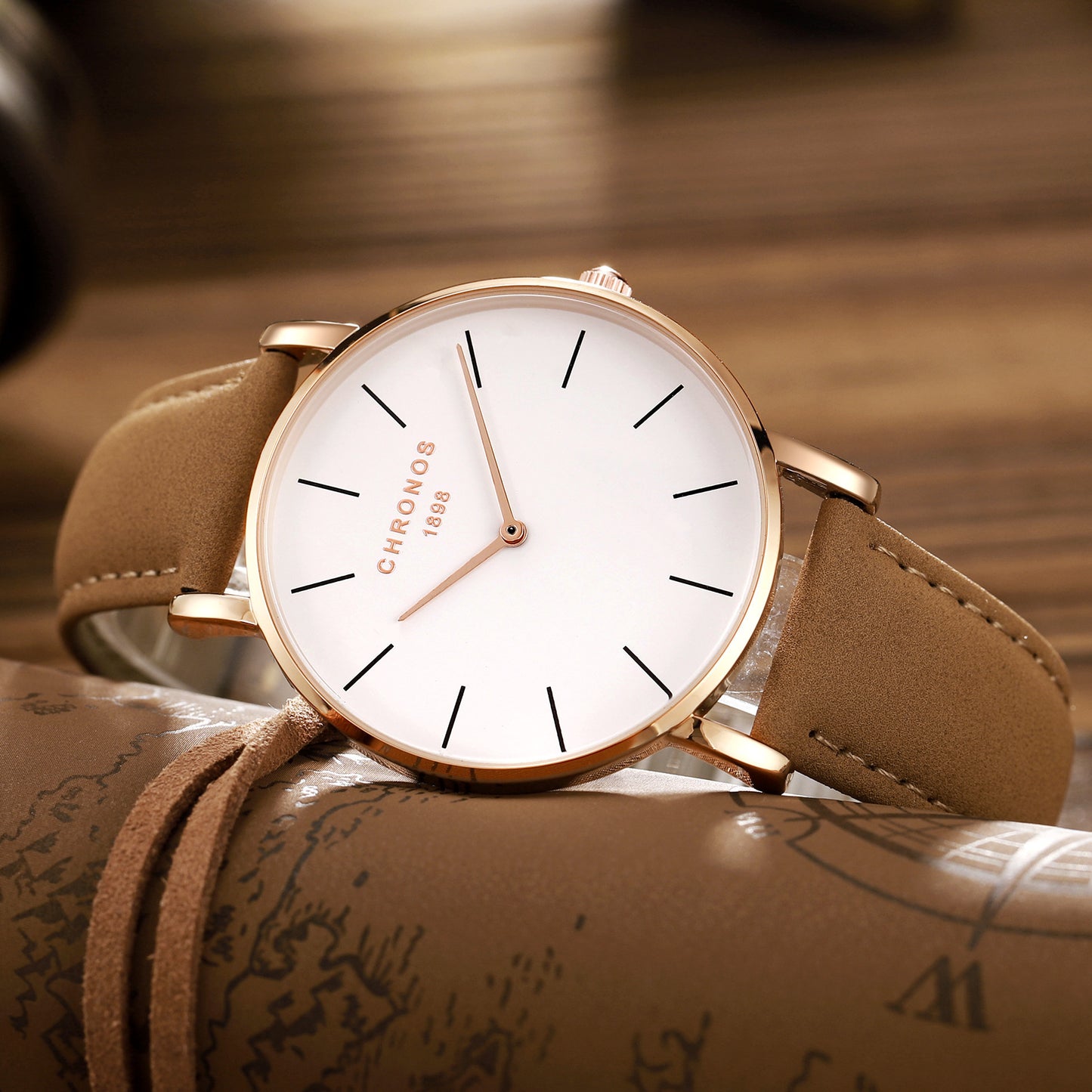 Men’s Ultra-Slim Waterproof Wristwatch – Casual Classic with Leather Strap
