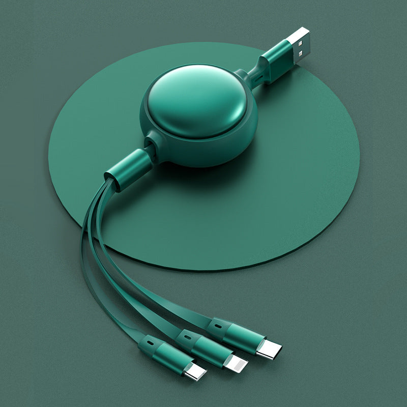 3-in-1 Retractable USB Charging Cable – Micro USB, Type-C & Lightning (1.2m)