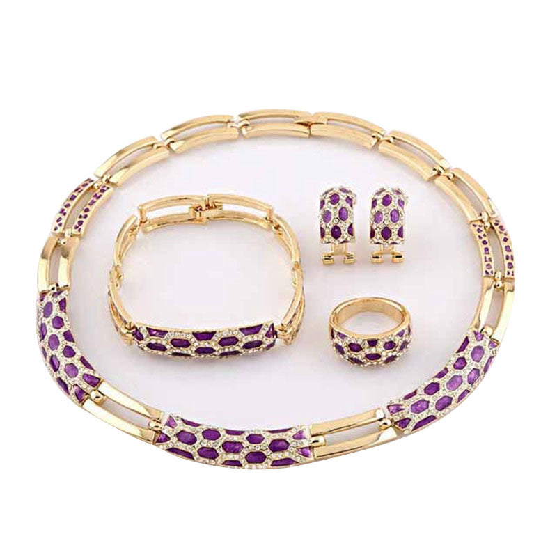 Elegant 18K Gold-Plated Costume Jewelry Set – Necklace, Bracelet & Earrings (3-Piece)