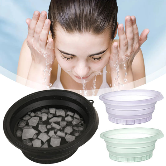 Silicone Facial Ice Bath Bowl Cold Therapy Ice Bowl for Face Puffiness Relief Lightweight Foldable Face Bowl