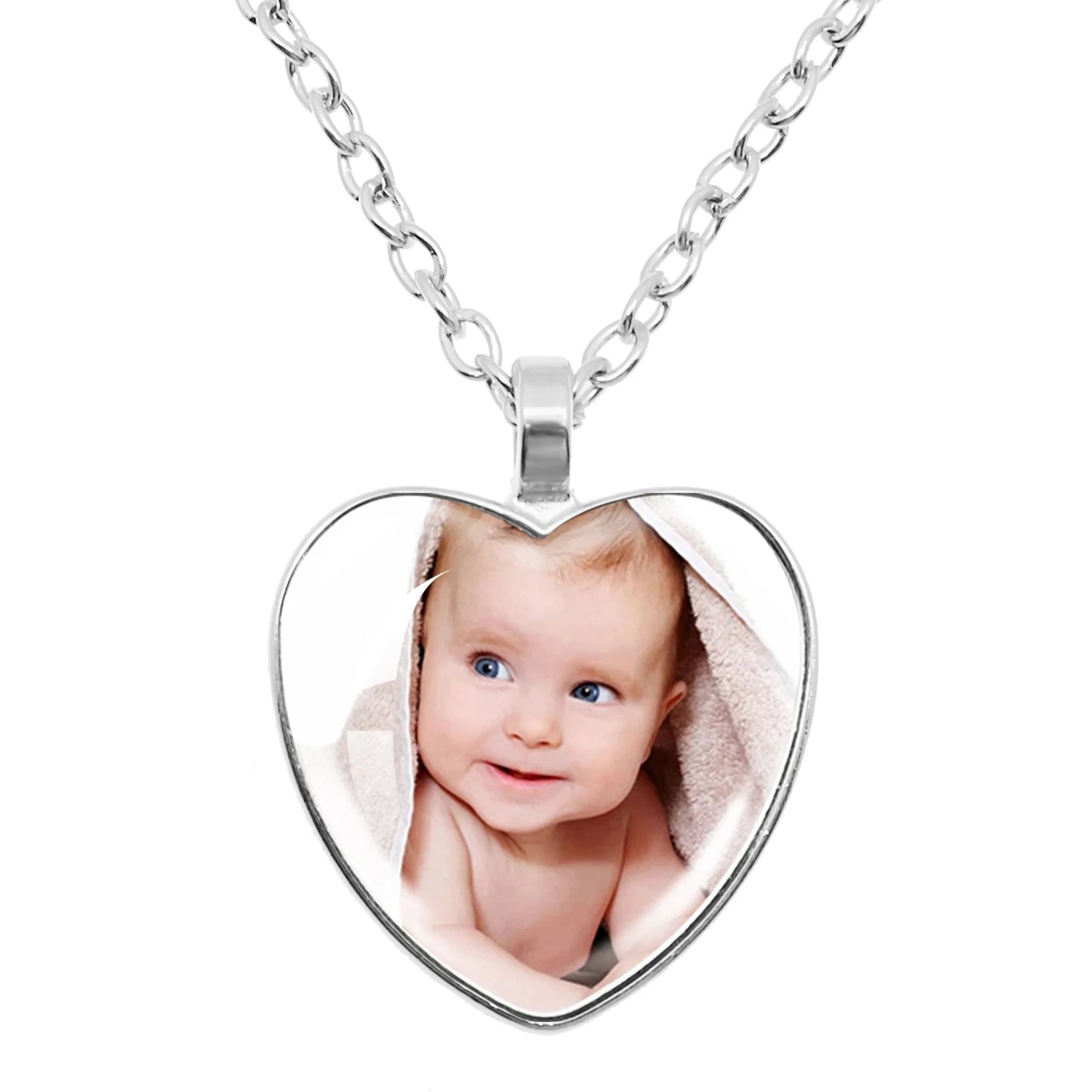 "Custom Heart Pendant Necklace – Personalized Photo Glass Jewelry Gift"