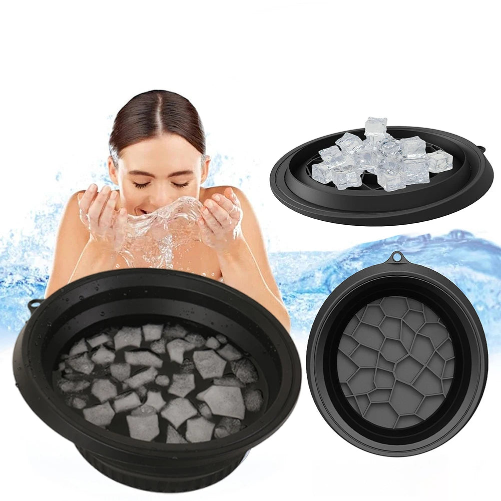 Silicone Facial Ice Bath Bowl Cold Therapy Ice Bowl for Face Puffiness Relief Lightweight Foldable Face Bowl