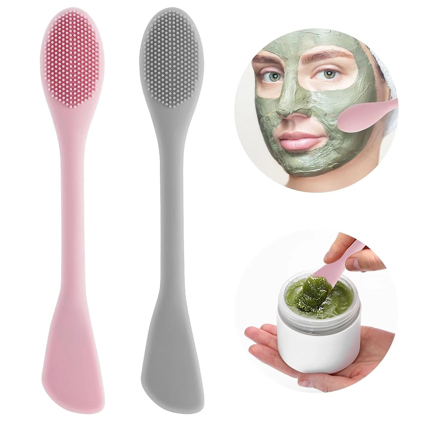 Double-Headed Silicone Facial Cleansing & Mask Applicator Brush