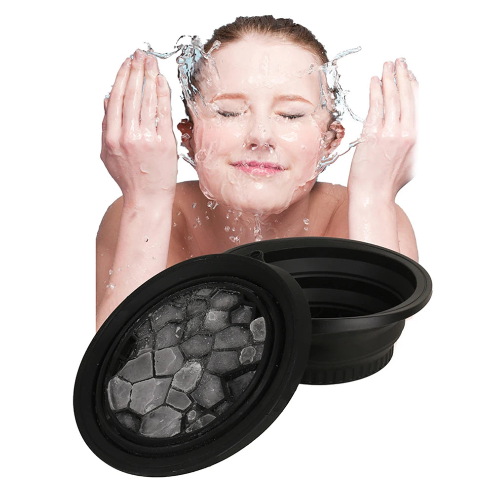 Silicone Facial Ice Bath Bowl Cold Therapy Ice Bowl for Face Puffiness Relief Lightweight Foldable Face Bowl