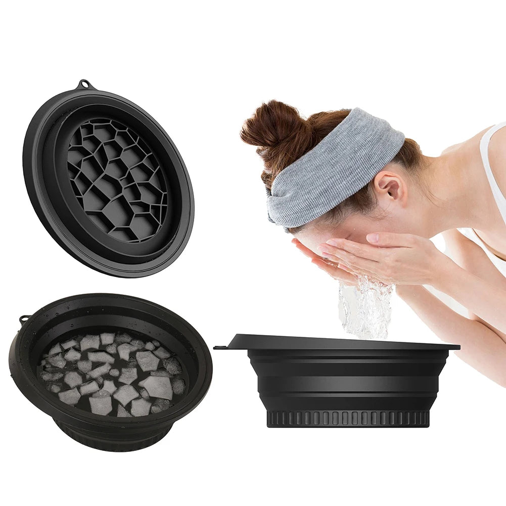 Silicone Facial Ice Bath Bowl Cold Therapy Ice Bowl for Face Puffiness Relief Lightweight Foldable Face Bowl