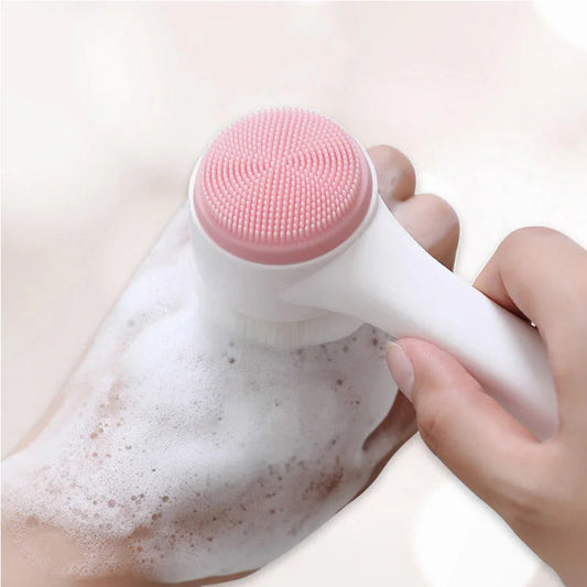 3D Double-Sided Silicone Facial Cleansing Brush – Manual Exfoliating Face Wash Tool