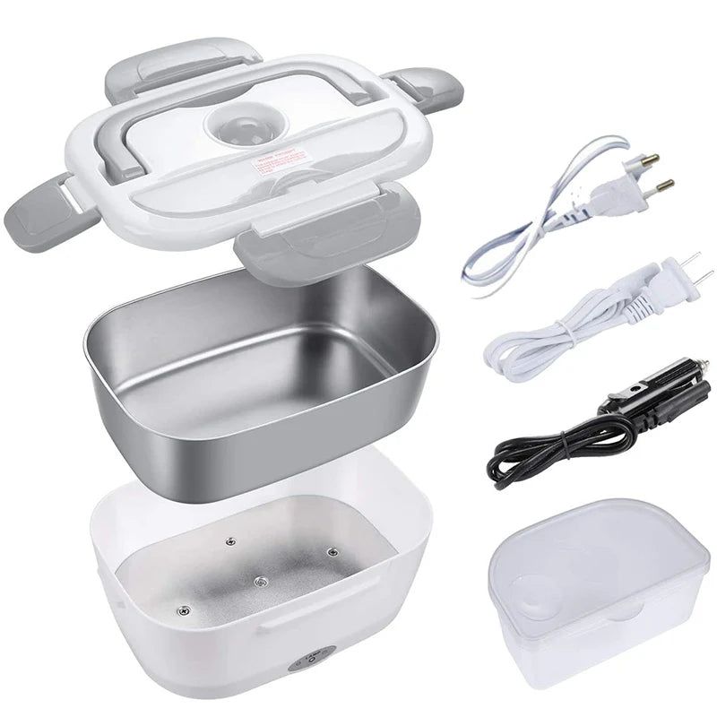 Portable Electric Heated Lunch Box – Stainless Steel Food Warmer (12V/24V/110V/220V)