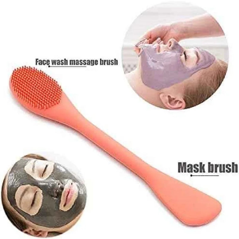 Double-Headed Silicone Facial Cleansing & Mask Applicator Brush