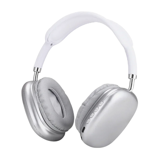 P9-1 Bluetooth wireless headphones in silver with charging case