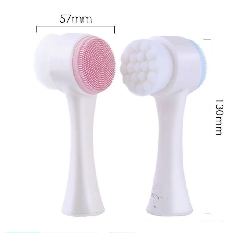 3D Double-Sided Silicone Facial Cleansing Brush – Manual Exfoliating Face Wash Tool