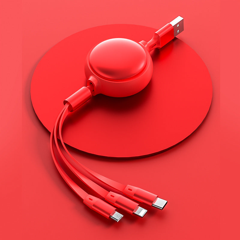 3-in-1 Retractable USB Charging Cable – Micro USB, Type-C & Lightning (1.2m)