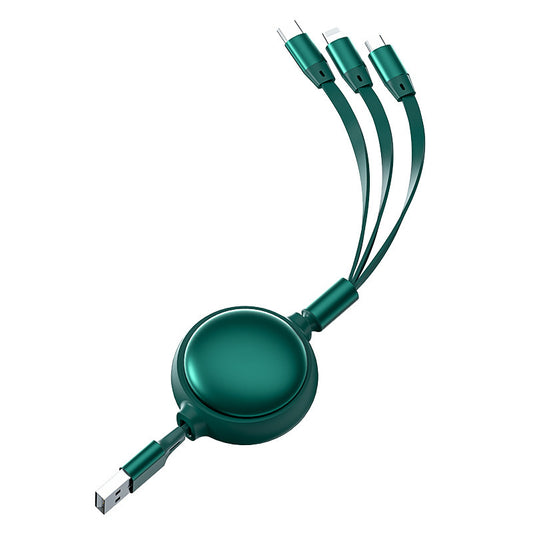 3-in-1 Retractable USB Charging Cable – Micro USB, Type-C & Lightning (1.2m)
