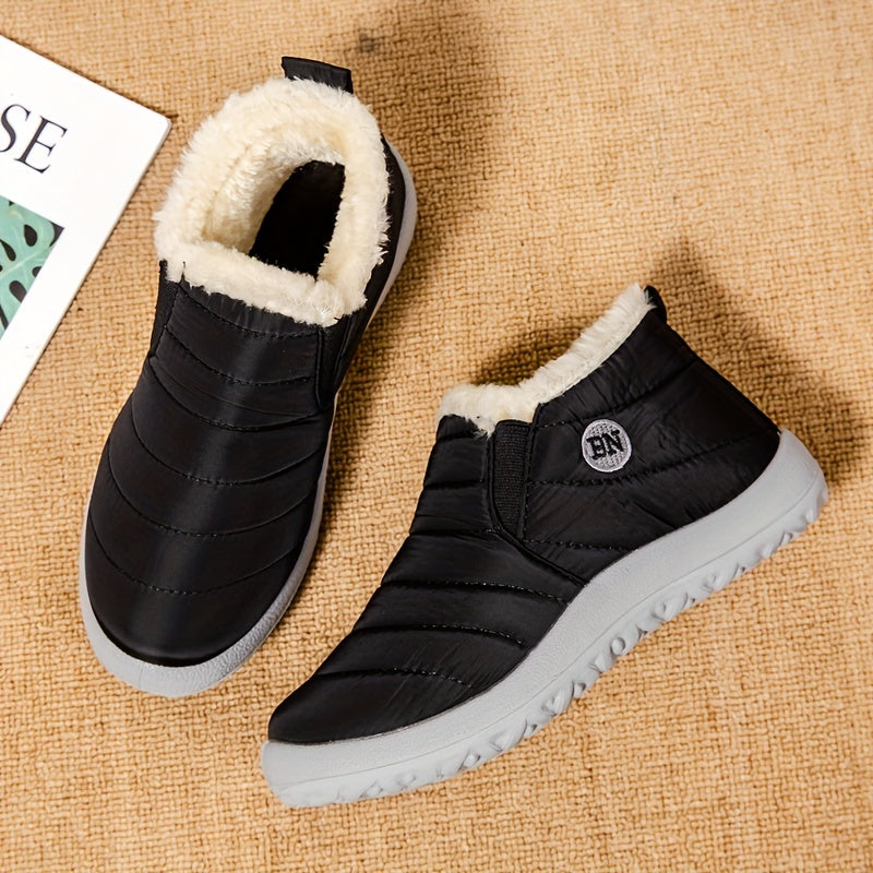 Women’s Cozy Snow Boots – Flat Heel, Short Plush Ankle Style