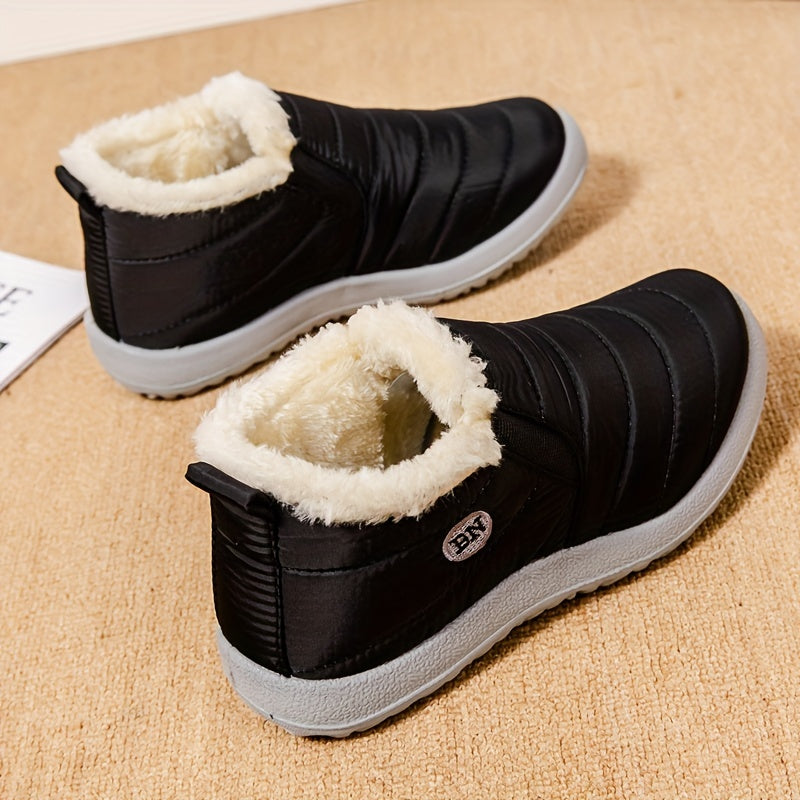 Women’s Cozy Snow Boots – Flat Heel, Short Plush Ankle Style