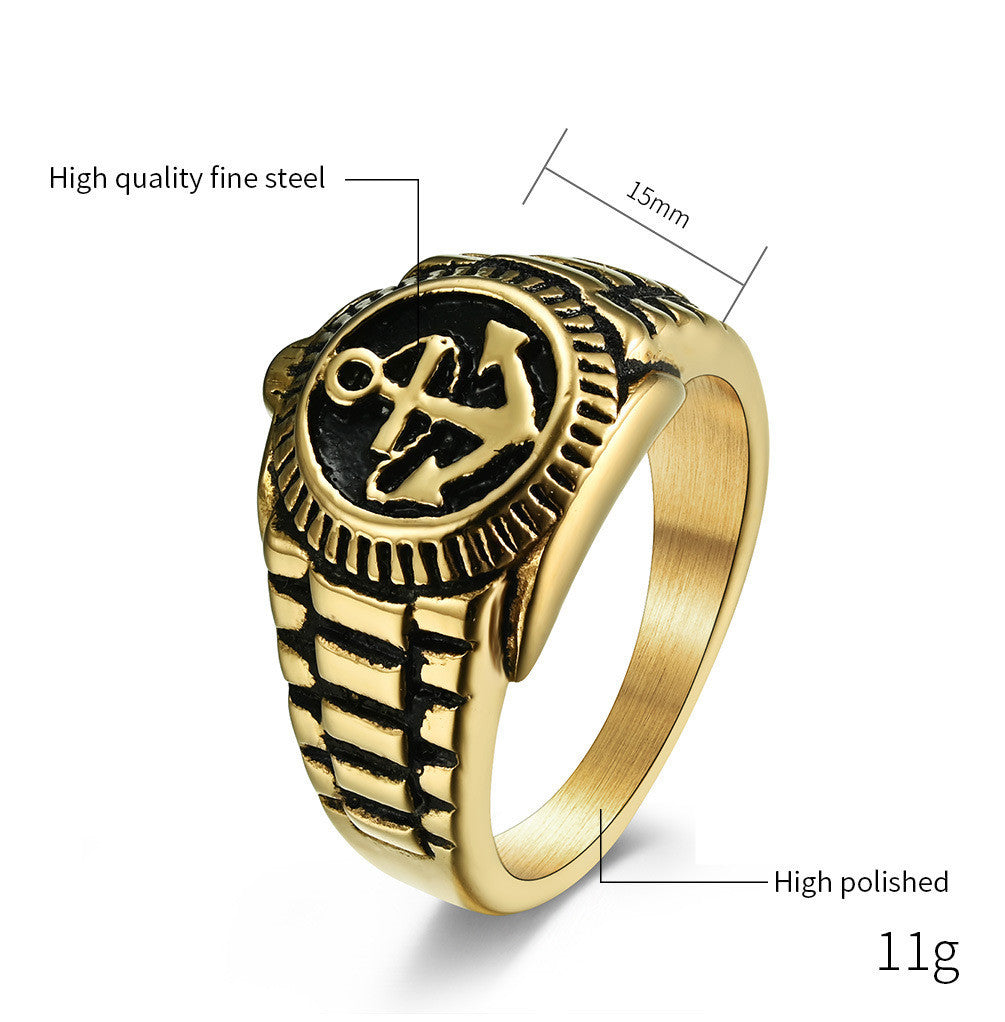 Vintage 18K Gold-Plated Stainless Steel Ring – Old-School Oil Drip Design for Men & Women