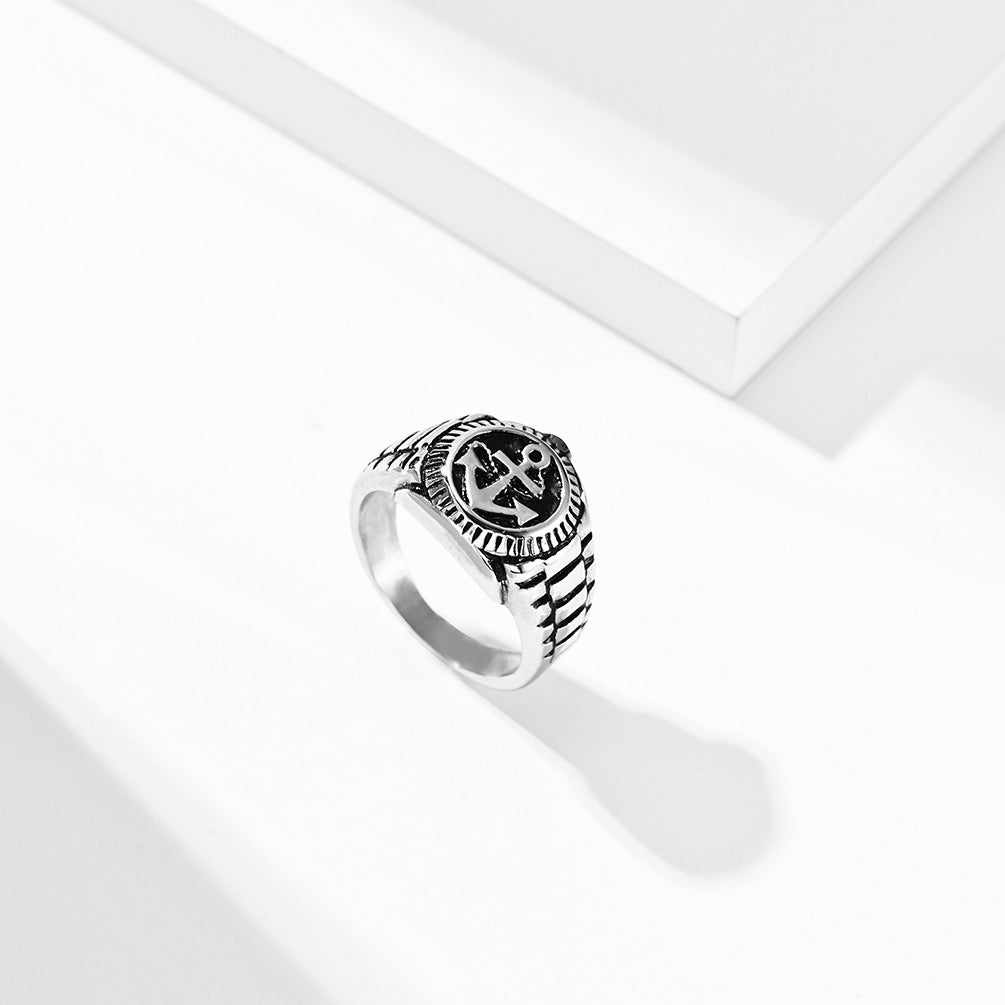 Vintage 18K Gold-Plated Stainless Steel Ring – Old-School Oil Drip Design for Men & Women