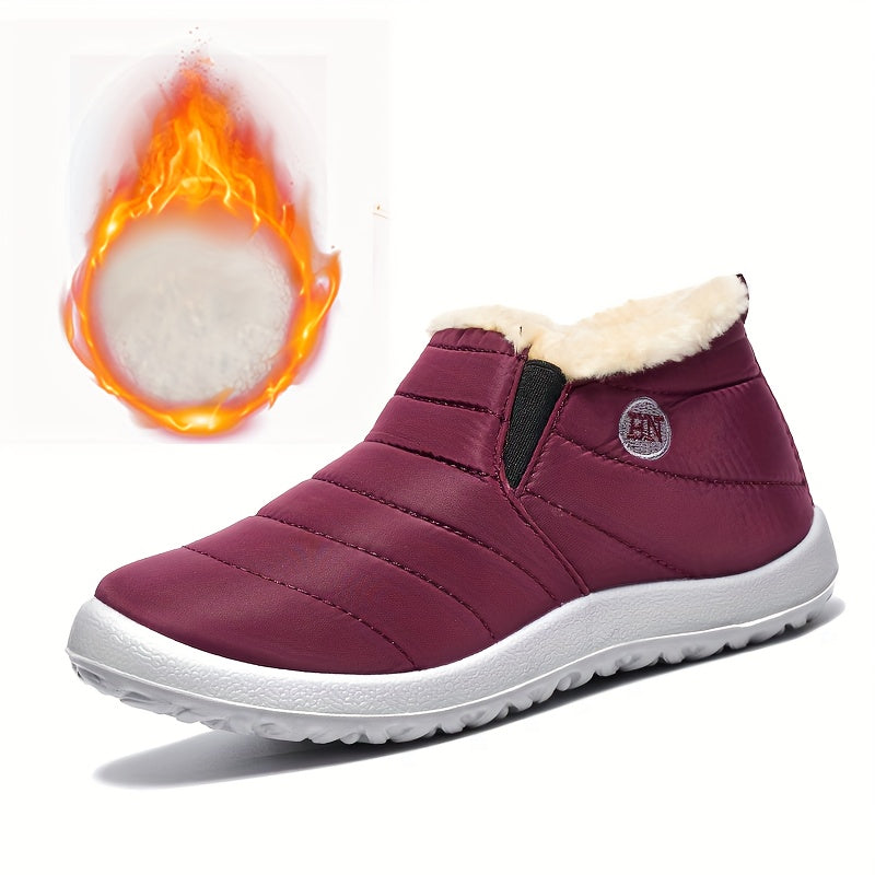 Women’s Cozy Snow Boots – Flat Heel, Short Plush Ankle Style