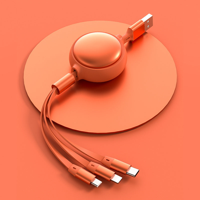 3-in-1 Retractable USB Charging Cable – Micro USB, Type-C & Lightning (1.2m)