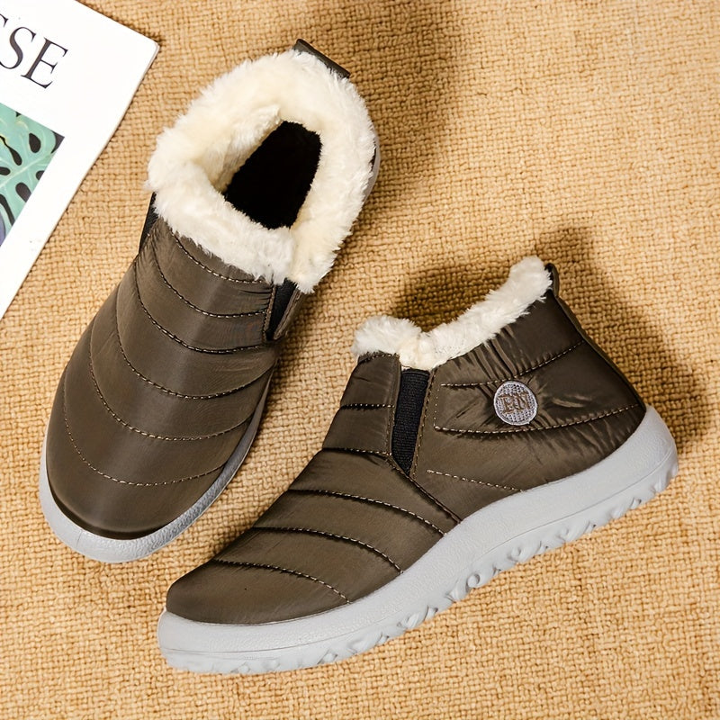 Women’s Cozy Snow Boots – Flat Heel, Short Plush Ankle Style